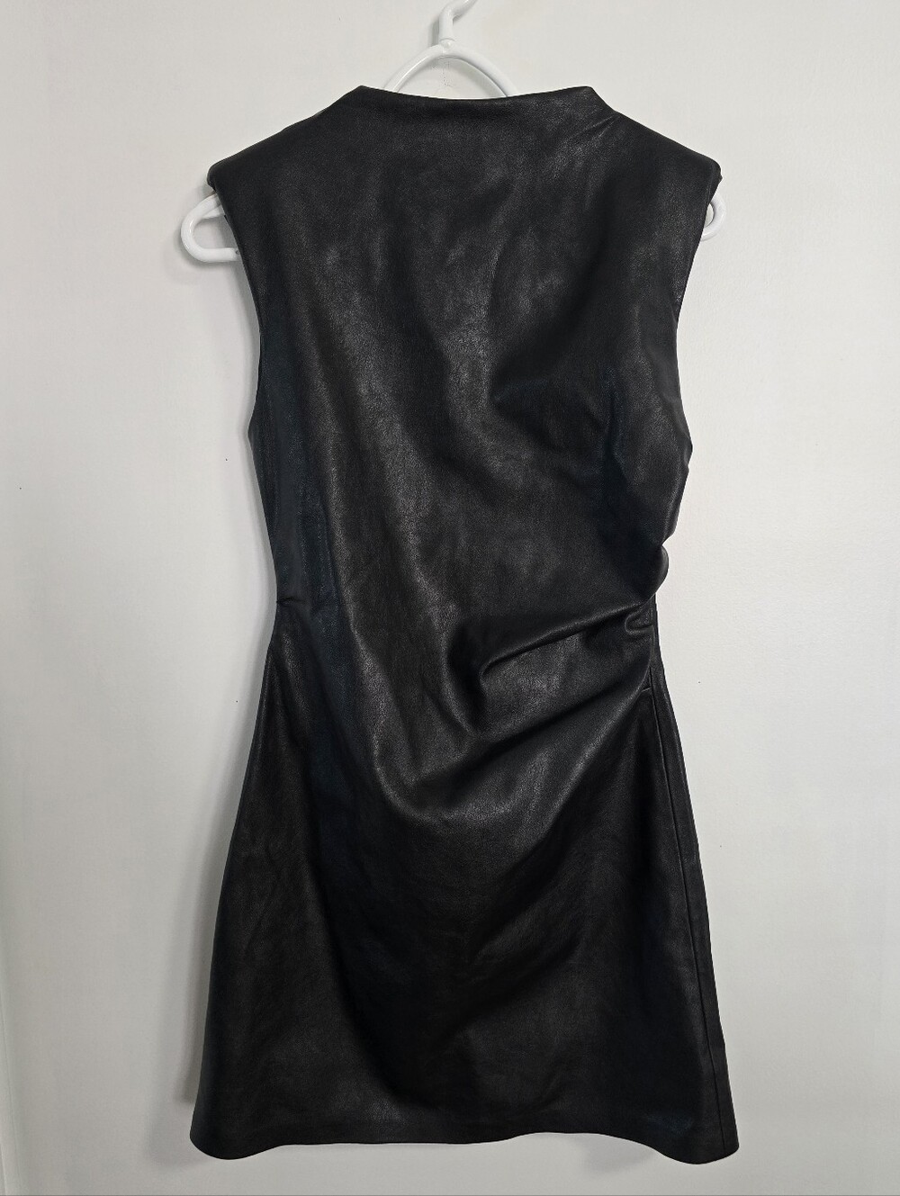 LIME Black Faux Leather Sleeveless Padded Shoulders Dress S